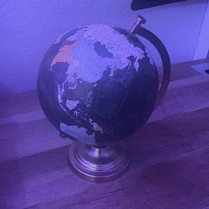 Spinning world globe for house/room decor with gold holder